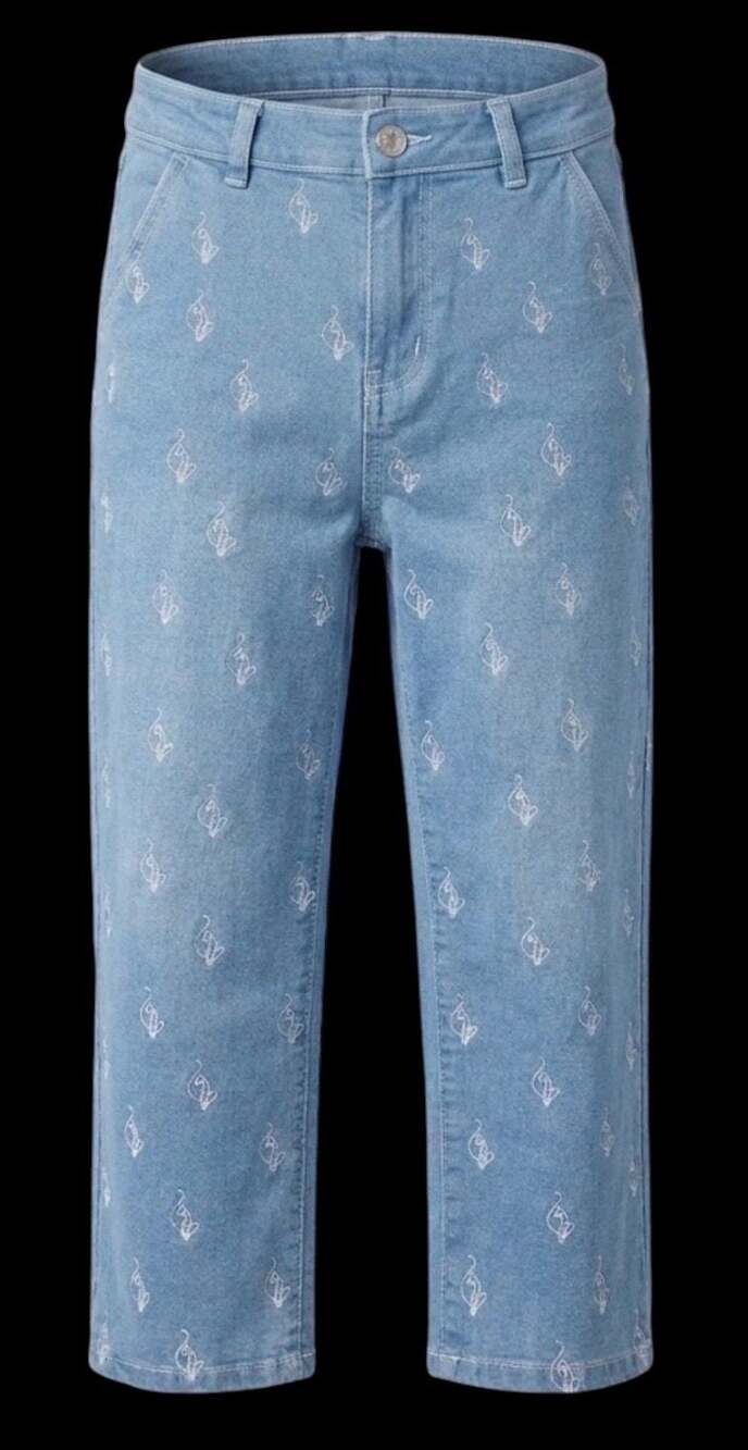 Baby Phat Girlz Light Wash Denim Jeans with White Cat Embroidery
